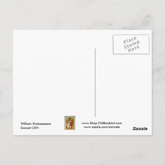 Sonnet Number 116 by William Shakespeare Postcard Postkarte (Rückseite)