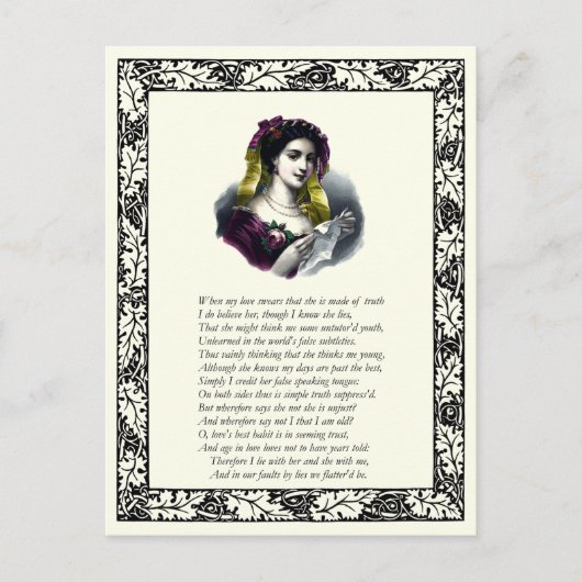 Sonnet Number 138 by William Shakespeare Postkarte (Vorderseite)