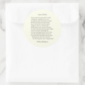 Sonnet Nummer 36 von William Shakespeare Runder Aufkleber (Tasche)