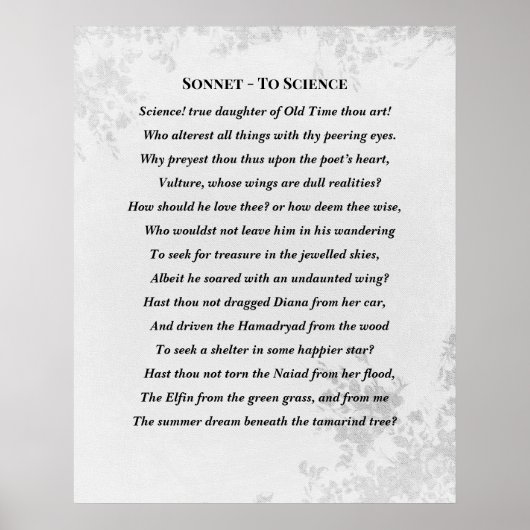 Sonnet zu Science Edgar Allan Poe Geem Poster (Vorne)
