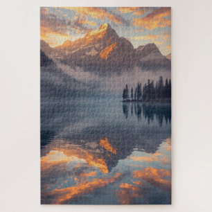 Sonneuntergangs-Bergsee-Puzzle Puzzle