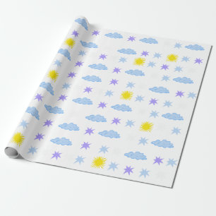 Sonnig, bewölkt, Muster des Sternwetters Geschenkpapier