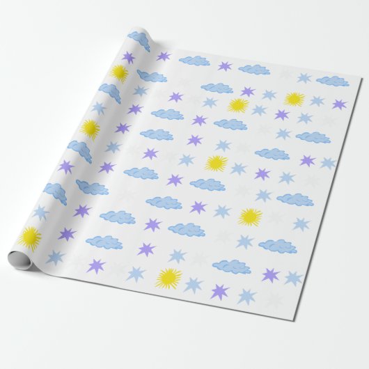 Sonnig, bewölkt, Muster des Sternwetters Geschenkpapier (Ungerollt)