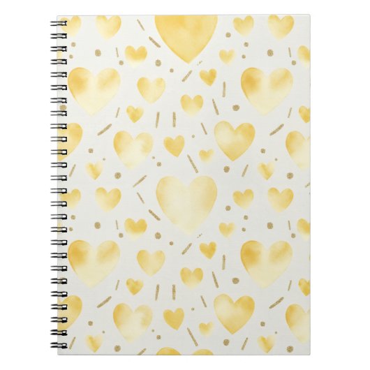 Sonnig gelbe Aquarell-Herzen Notizblock (Vorderseite)