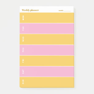 Sonnig Gelber und Rosa Benutzerdefinierter Wochenp Post-it Klebezettel
