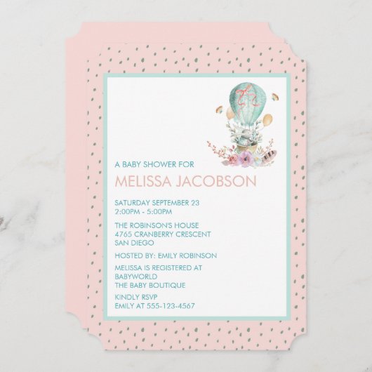 Sonnig in einem Heißluftballon Babydusche Einladung (Vorne/Hinten)