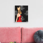 Sonnig in rotem Kleid Leinwanddruck (Insitu (Wohnzimmer))