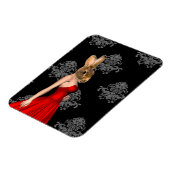 Sonnig in rotem Kleid Magnet (Linke Seite)