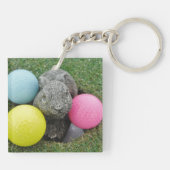 Sonnig mit farbigen Golfbälle Schlüsselanhänger (Rückseite)
