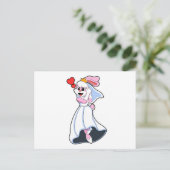 Sonnig mit Hochzeitskleid & Crown Postkarte (Stehend Vorderseite)