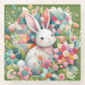 Sonnig mit Quilt und Blume Glasuntersetzer (Vorderseite)