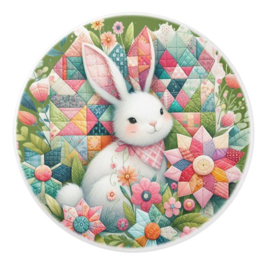 Sonnig mit Quilt und Blume Keramikknauf (Vorderseite)