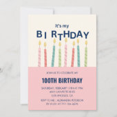 Sonnige 100. Geburtstagseinladungen Geburtstagskan Einladung (Vorderseite)