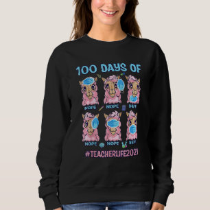 Sonnige 100 Tage Schullehrer Llama mit Mas Sweatshirt