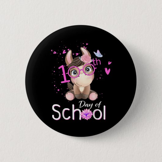 Sonnige 100 Tage Shirt Pferd 100 Tage Button (Vorderseite)