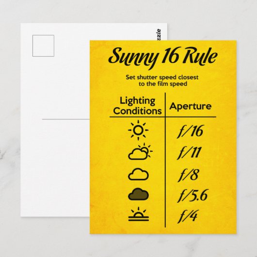 Sonnige 16 Regel Postkarte (Vorne/Hinten)