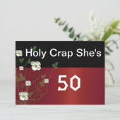 Sonnige 50. Geburtstag, weiße Blume, Einladung (Stehend Vorderseite)