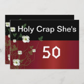 Sonnige 50. Geburtstag, weiße Blume, Einladung (Vorne/Hinten)