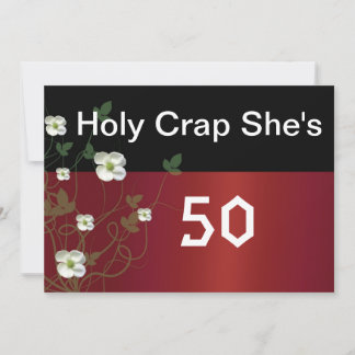 Sonnige 50. Geburtstag, weiße Blume, Einladung