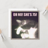 Sonnige 75. Geburtstag (Katze) Karte (Vorderseite/Rückseite Beispiel)