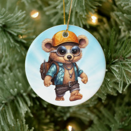 Sonnige Abenteuer mit Strandbär - Für Spaß bereit Keramik Ornament