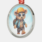 Sonnige Abenteuer mit Strandbär - Für Spaß bereit Ornament Aus Metall (Links)