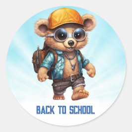 Sonnige Abenteuer mit Strandbär - Für Spaß bereit Runder Aufkleber