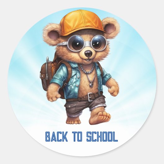 Sonnige Abenteuer mit Strandbär - Für Spaß bereit Runder Aufkleber (Vorderseite)