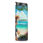 Sonnige Abenteuer mit Strandbär - Für Spaß bereit Thermosbecher (Nach rechts gedreht)