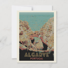 Sonnige Algarve Coast View Illustration, Portugal Postkarte