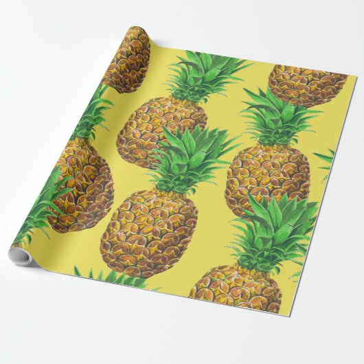 Sonnige Ananas Geschenkpapier (Ungerollt)