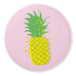 Sonnige Ananas Moderne Grafikkunst Gelb Grün Keramikknauf