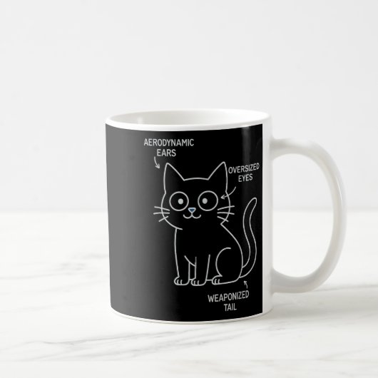 Sonnige Anatomie eines Katzenblueprints-Sarcastic- Kaffeetasse (Rechts)