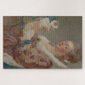 Sonnige Aristokratische Frau mit einem kleinen Hun Puzzle (Horizontal)