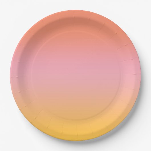 Sonnige Ästhetik Pfirsich Pink Yellow Gradient Omb Pappteller (Vorderseite)