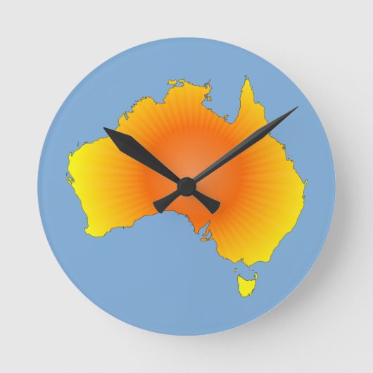 Sonnige Australien-Karte Runde Wanduhr (Vorderseite)