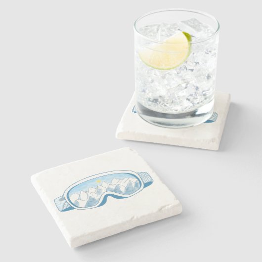 Sonnige Bergkulisse Steinuntersetzer (Seitenansicht)