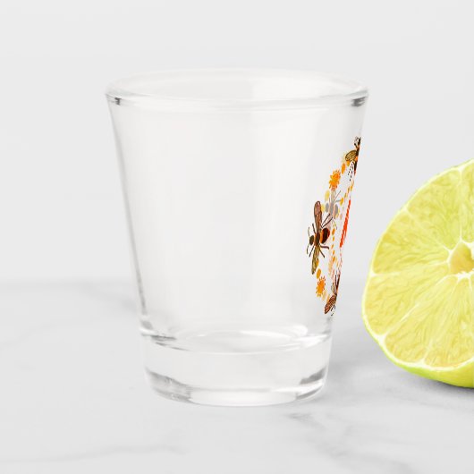 Sonnige Bienen-Initiale Schnapsglas (Links)