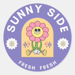 Sonnige Blume Runder Aufkleber