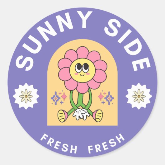 Sonnige Blume Runder Aufkleber (Vorderseite)