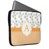 Sonnige Blume und Punkte Monogramm, erste Laptopschutzhülle (Vorne Rechts)
