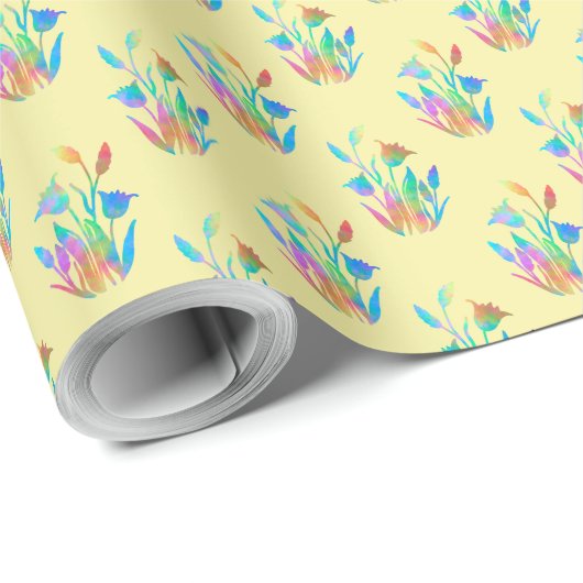 Sonnige Blumenklumps Geschenkpapier (Rolleneckpunkt)