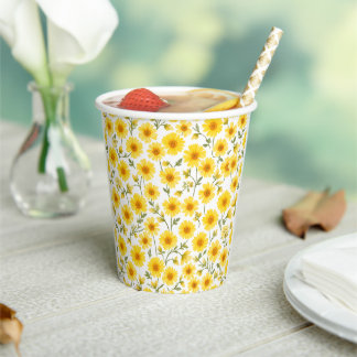 "Sonnige Blumenpapierkäpen - 8oz, Sommerpapierkäst Pappbecher