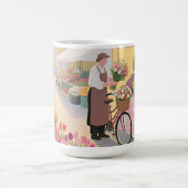 Sonnige Blumenstraßenszene Kaffeetasse (Mittel)