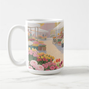 Sonnige Blumenstraßenszene Kaffeetasse