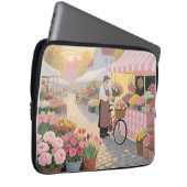 Sonnige Blumenstraßenszene Laptopschutzhülle (Vorne Rechts)