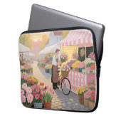 Sonnige Blumenstraßenszene Laptopschutzhülle (Vorderseite Links)