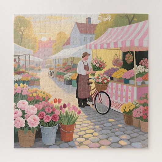 Sonnige Blumenstraßenszene Puzzle (Vertikal)