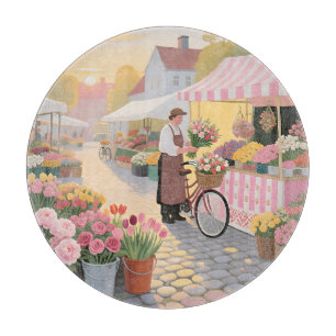 Sonnige Blumenstraßenszene Schneidebrett