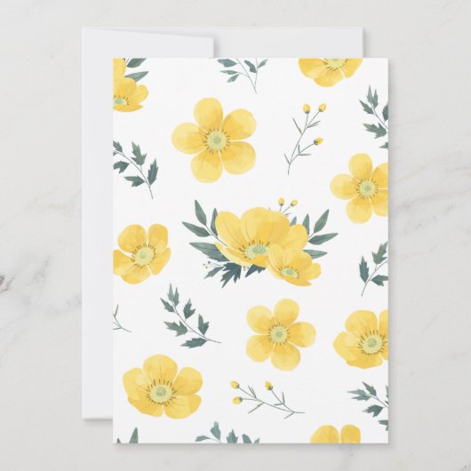 Sonnige Blüten, eine lebhafte Hochzeit der gelben  Einladung (Rückseite)